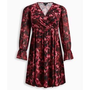 Torrid Mini Babydoll Dress Plus Size 6X Studio Knit Black Pink Floral NWT